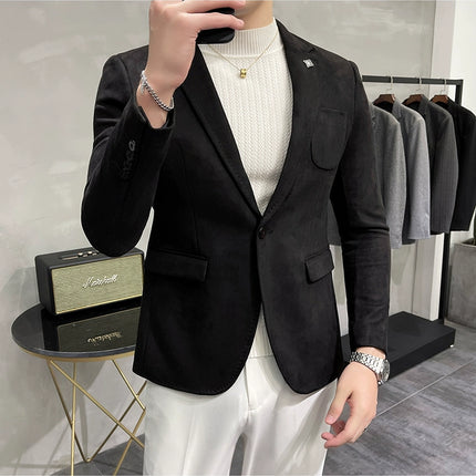 Men's Slim Fit Blazer Button High Quality CN Zhejiang by zapcart