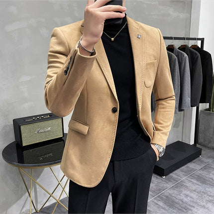 Men's Slim Fit Blazer Button High Quality CN Zhejiang by zapcart