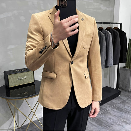 Men's Slim Fit Blazer Button High Quality CN Zhejiang by zapcart
