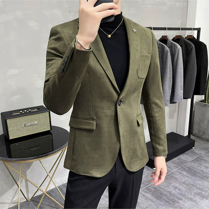 Men's Slim Fit Blazer Button High Quality CN Zhejiang by zapcart
