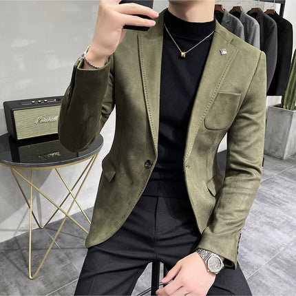 Men's Slim Fit Blazer Button High Quality CN Zhejiang by zapcart