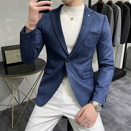 Men's Slim Fit Blazer Button High Quality CN Zhejiang by zapcart