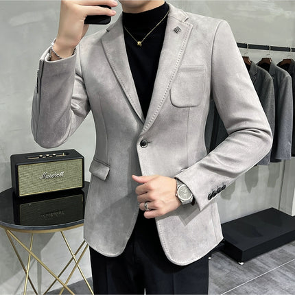 Men's Slim Fit Blazer Button High Quality CN Zhejiang by zapcart