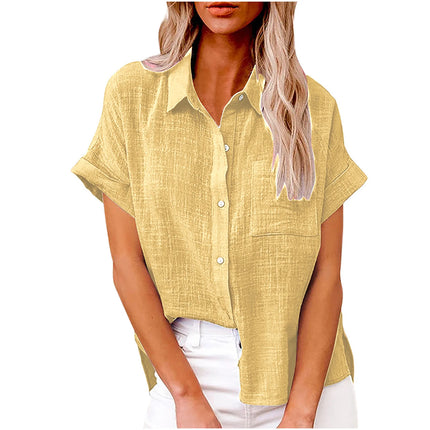 Cotton Linen Summer Tee For Women Breathable Loose Fit by zapcart