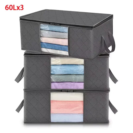 1/3pc Large Capacity Clothes Storage Bag Foldable Blanket Storage Bags Storage Containers for Organizing Bedroom Closet Clothing by zapcart