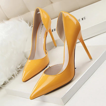 Glossy Korean Patent Leather Stiletto Heels Women Comfort by zapcart