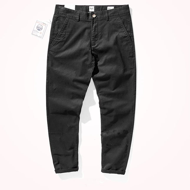 Iceupsnow Men's Cotton Twill Slim Straight Business Pants by zapcart