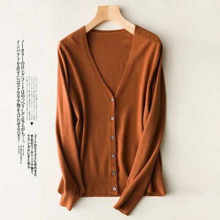 Women Cardigans 2032 Single Breasted V Neck Knit Outerwear by zapcart