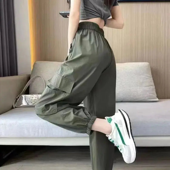 Trendy Women Cuffed Cargo Pants High Waist Slim Versatile by zapcart