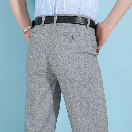 Men's Linen Pants Ice Cool Summer Trousers For Office Dad by zapcart