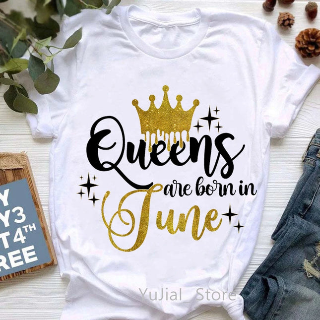 Queen Are Born In January To December Bold Graphic Tee Women by zapcart