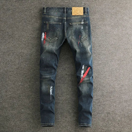 AnhuiChoice Mens Jeans Slim Fit Retro Washed Ripped Hip Hop by zapcart