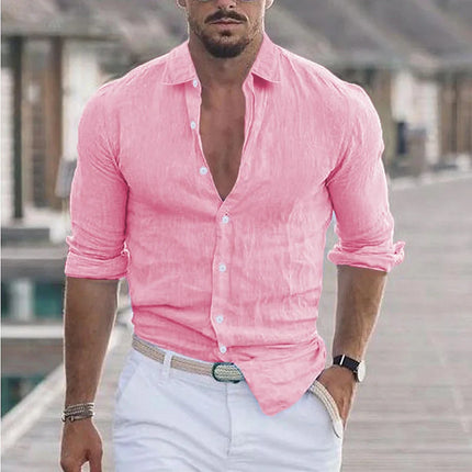 CN Jiangxi Mens Cotton Linen Shirt Loose Fit Breathable by zapcart