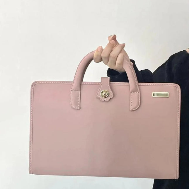 Okdeals Pink PU Laptop Sleeve With Handle For Women by zapcart