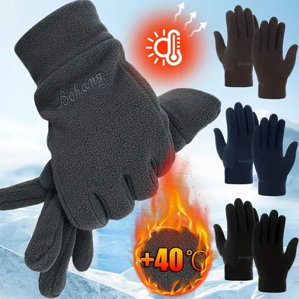 HubeiChoice Winter Thermal Fleece Gloves Unisex Windproof by zapcart