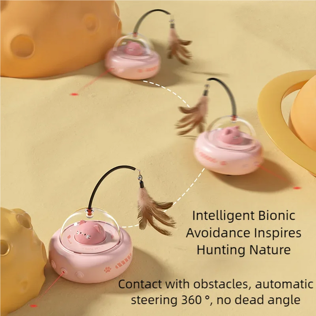 Electric Smart Teaser Cat Toy UFO Cat Teaser Stick With Bell Training Pet Toys Replaceable Feather Interactive Cat Supplies by zapcart