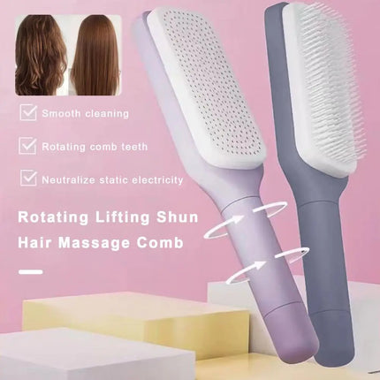 Rotating Comb Long Handle Anti Static Scalp Massage Women by zapcart