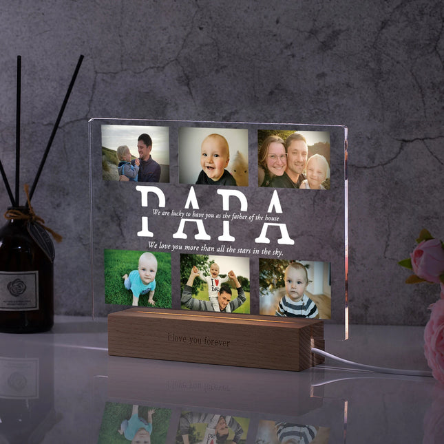 Custom Photo Text 3D Acrylic Lamp For Mom Dad Gift by zapcart
