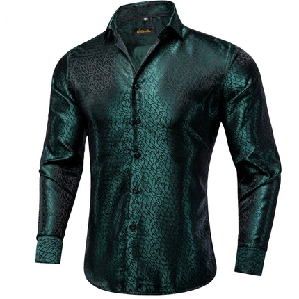 HenanChoice Mens Jacquard Paisley Shirt Long Sleeve Luxury by zapcart