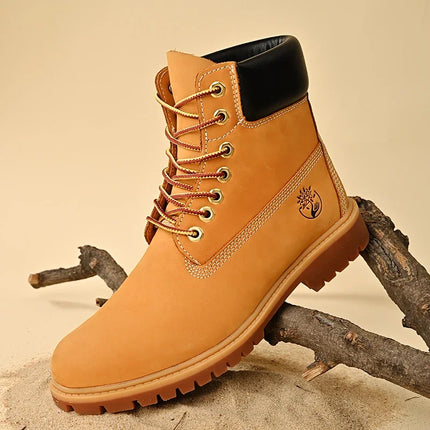FujianChoice Men High Top Leather Boots Non Slip Outdoor by zapcart