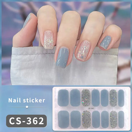 Pink Glitter Nail Stickers Full Cover Diy Manicure Deluxe by zapcart