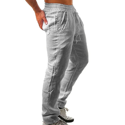 Longchengyixi Men Cotton Linen Pants Loose Fit Stretch by zapcart