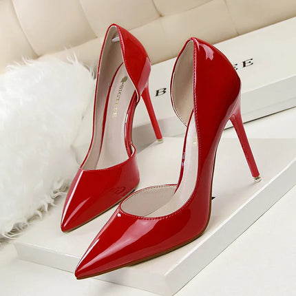 Glossy Korean Patent Leather Stiletto Heels Women Comfort by zapcart