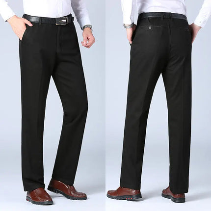 ENWEIGECN Mens Cotton Business Casual Pants Black Spring by zapcart