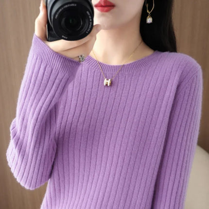 Women Sweaters Autumn Winter O Neck Stripe Warm Pullover by zapcart