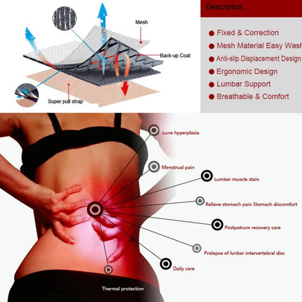Tcare Tourmaline Self Heating Magnetic Back Belt 4XL Unisex by zapcart