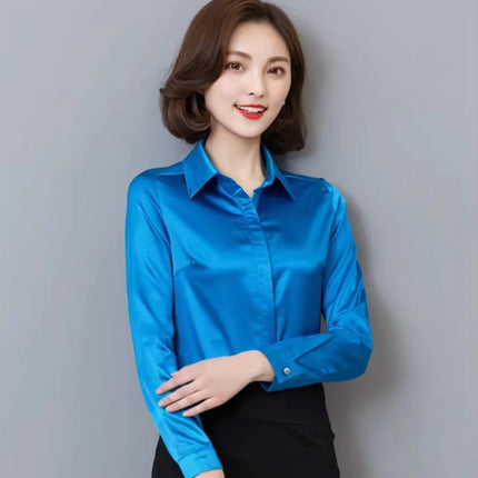 Satin Silk Work Shirt For Women Polished Office Look by zapcart