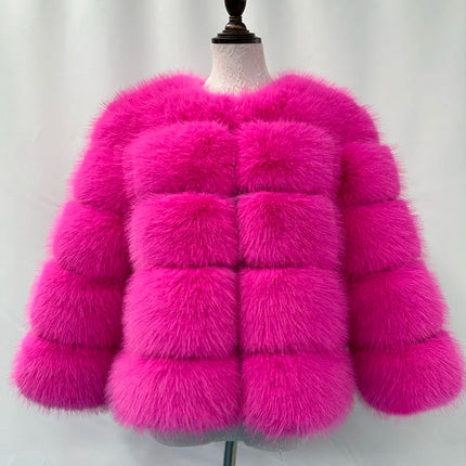FANPUGUIZHEN Pink Faux Fur Coat For Women Warm And Elegant by zapcart