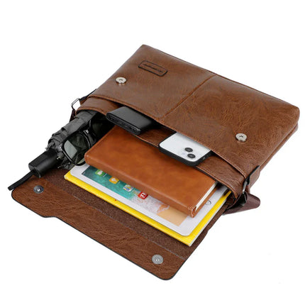 Luxury Brand Men Leather Messenger Bag For IPAD Business by zapcart
