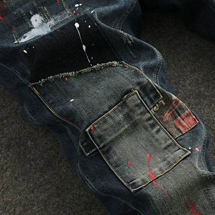 AnhuiChoice Mens Jeans Slim Fit Retro Washed Ripped Hip Hop by zapcart