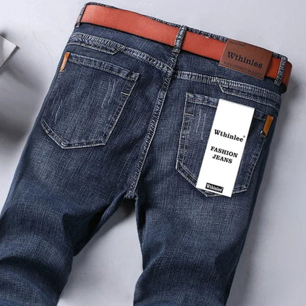 Men Blue Stretch Denim Jeans Straight Fit Classic CN by zapcart