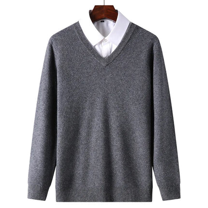 Choice Cashmere Cotton Blend Classic V Neck Men Pullover by zapcart