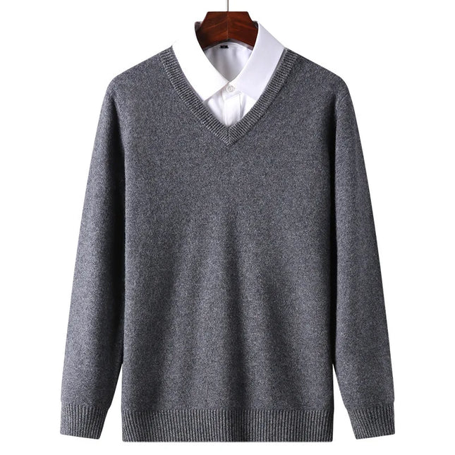 Choice Cashmere Cotton Blend Classic V Neck Men Pullover by zapcart