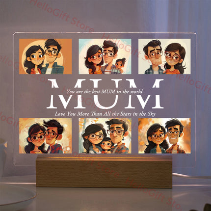Custom Photo Text 3D Acrylic Lamp For Mom Dad Gift by zapcart