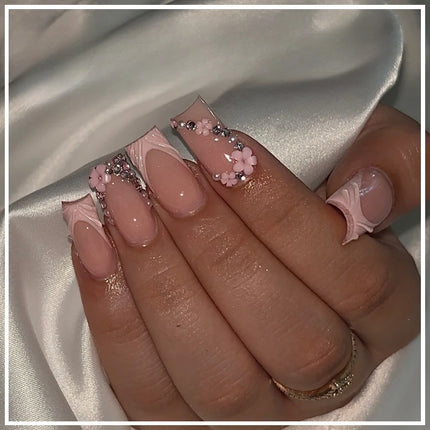 Press On Nails White Butterfly Pearls For Trendsetters 24pcs by zapcart