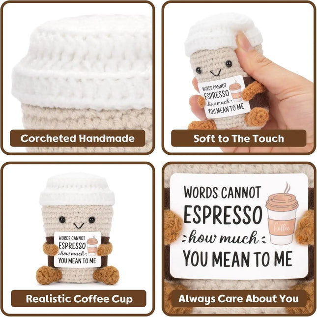 Choice Funny Crochet Emotional Support Coffee Doll Desk Gift by zapcart