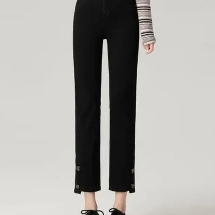 Chic Design High Waist Slim Straight Jeans Women Stretch by zapcart