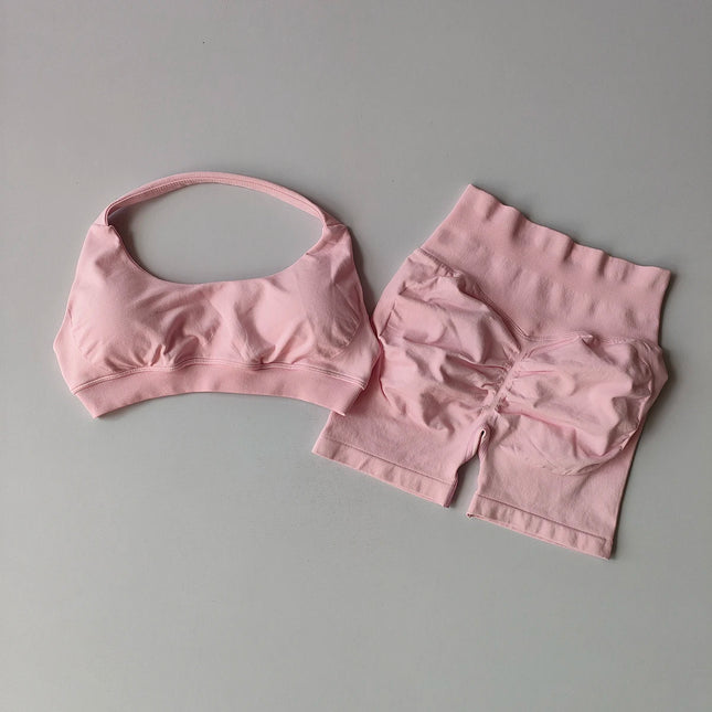 CN Women Seamless Yoga Set Breathable Quick Dry Halter Bra by zapcart