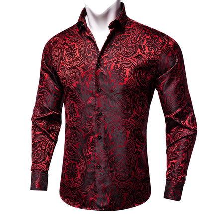 HenanChoice Mens Jacquard Paisley Shirt Long Sleeve Luxury by zapcart