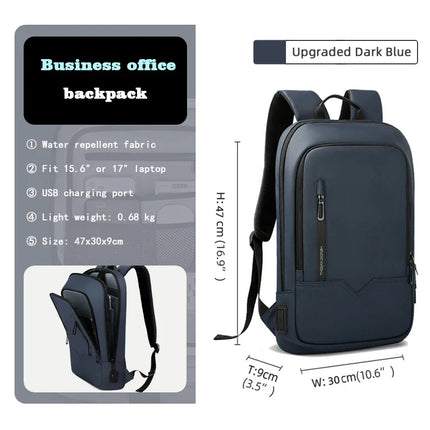 HK Slim Backpack Men 15.6 Inch Laptop USB Charge Waterproof by zapcart