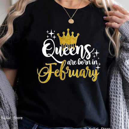 Queen Are Born In January To December Bold Graphic Tee Women by zapcart