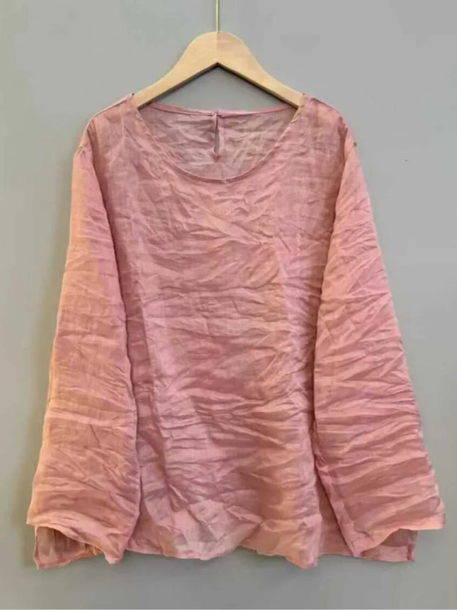 Women Cotton Linen Long Sleeve Shirt Breathable Base Layer by zapcart