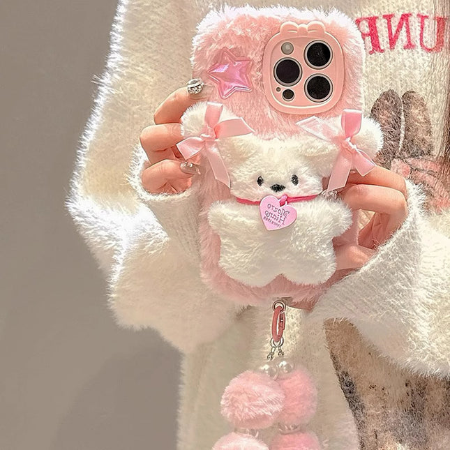 Choice Pink Plush 3D Doll Case With Chain For iPhone 11-16 by zapcart