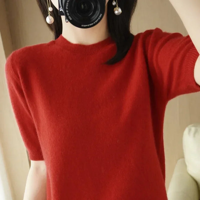 Women Lightweight Knit Sweater O Neck Slim Fit Everyday Top by zapcart