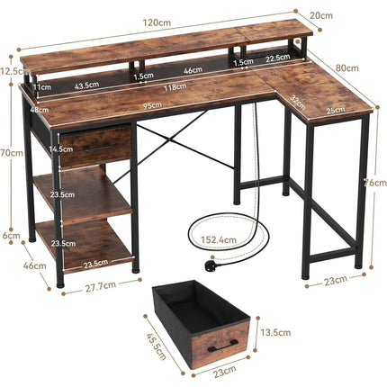 L Shaped Desk With Built In Power Outlet For Home Office by zapcart