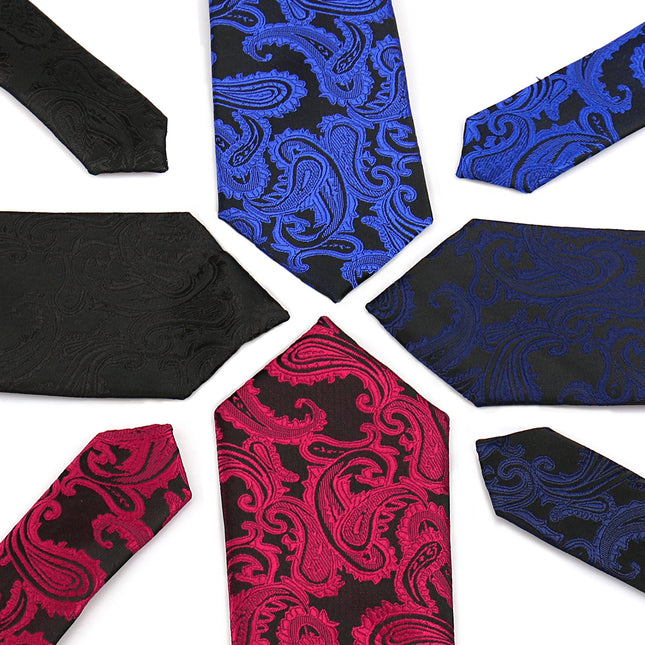Mens Tie Hanky Set Burgundy Paisley Wedding Gift Box 3pcs by zapcart